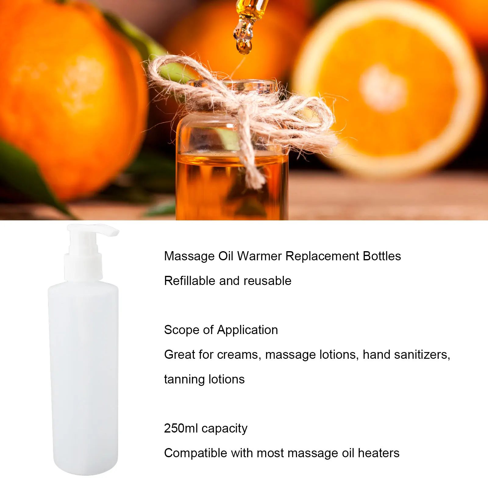 2Pcs Massage Oil Warmer Replacement Bottle 250ml Refillable Professional Shampoo Pump Bottles for for Lotion Heater