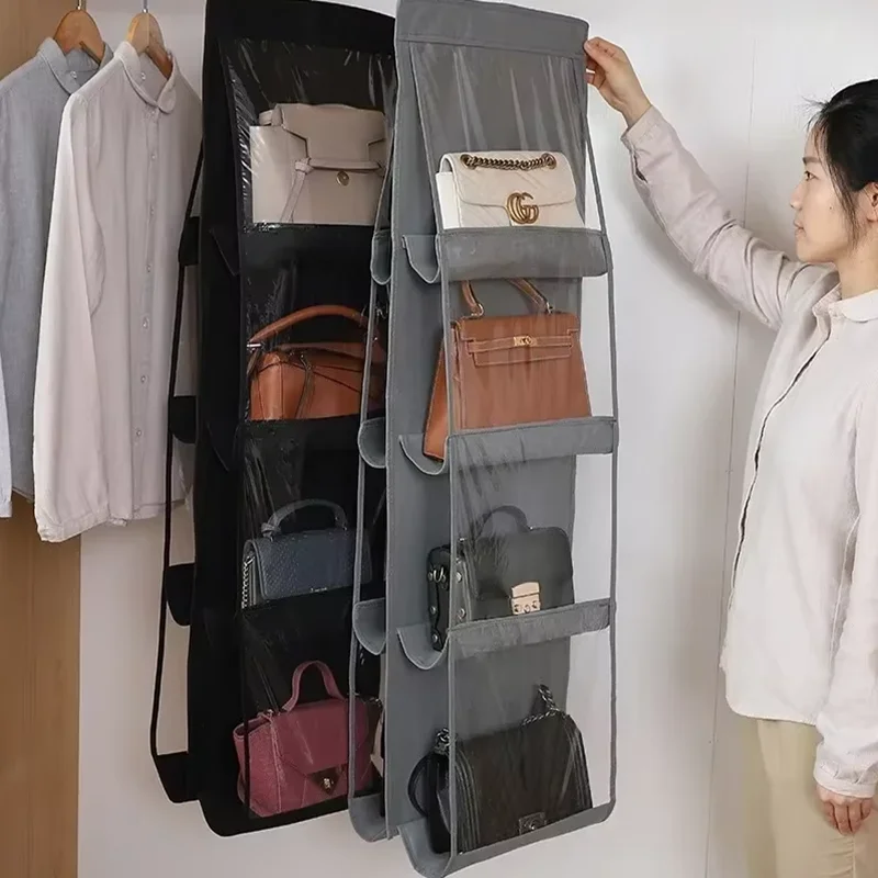 Handbag Hanging Storage Bag Storage Hanging Bag Non-Woven Multi-Layer Wardrobe Storage Dustproof Double-Sided Storage Bag