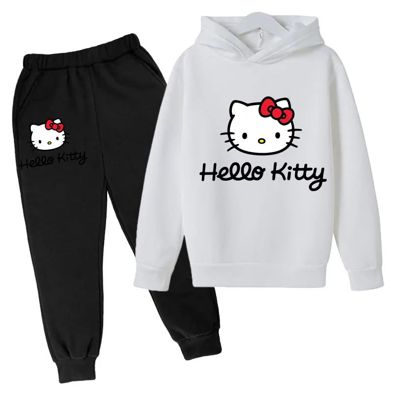 hello kitty Hoodies Sets boys outfit set Kids Clothes Girls Clothing Tops Pants Suits 4-14 Years Old ports Suits Hoodies Sweater