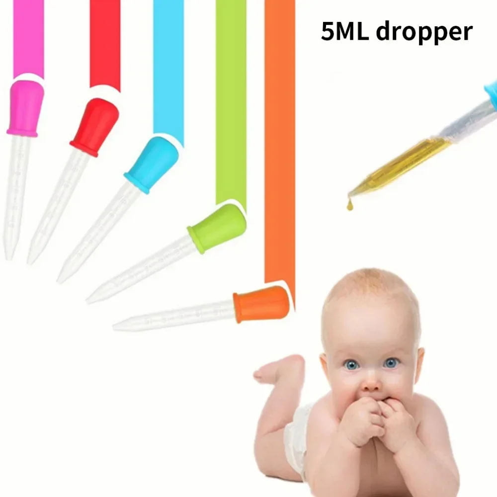 5ml Small Silicone Plastic Pipette Dropper Feeding Medicine Liquid Eye Ear Pipette Dropper School Lab Experiment Supplies