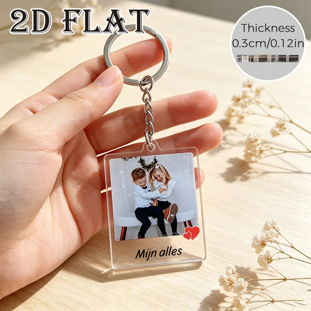 2d Flat Piece, Personalized Acrylic Photo Keychain, Acrylic Pendant, Personalized Transparent Pendant With 'I Love You'