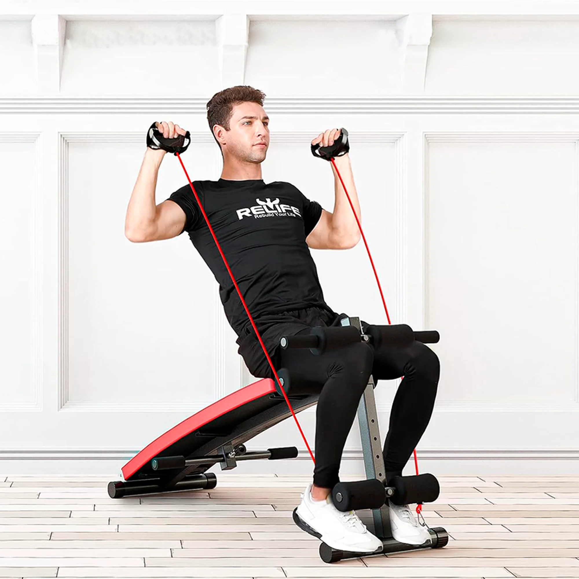 مقعد تمرين 63.5 * 48 * 121 سم، بلولاندر، مقعد تمرين البطن قابل للتعديل، مقعد تدريب البطن متعدد الوظائف لصالة الألعاب الرياضية المنزلية #4