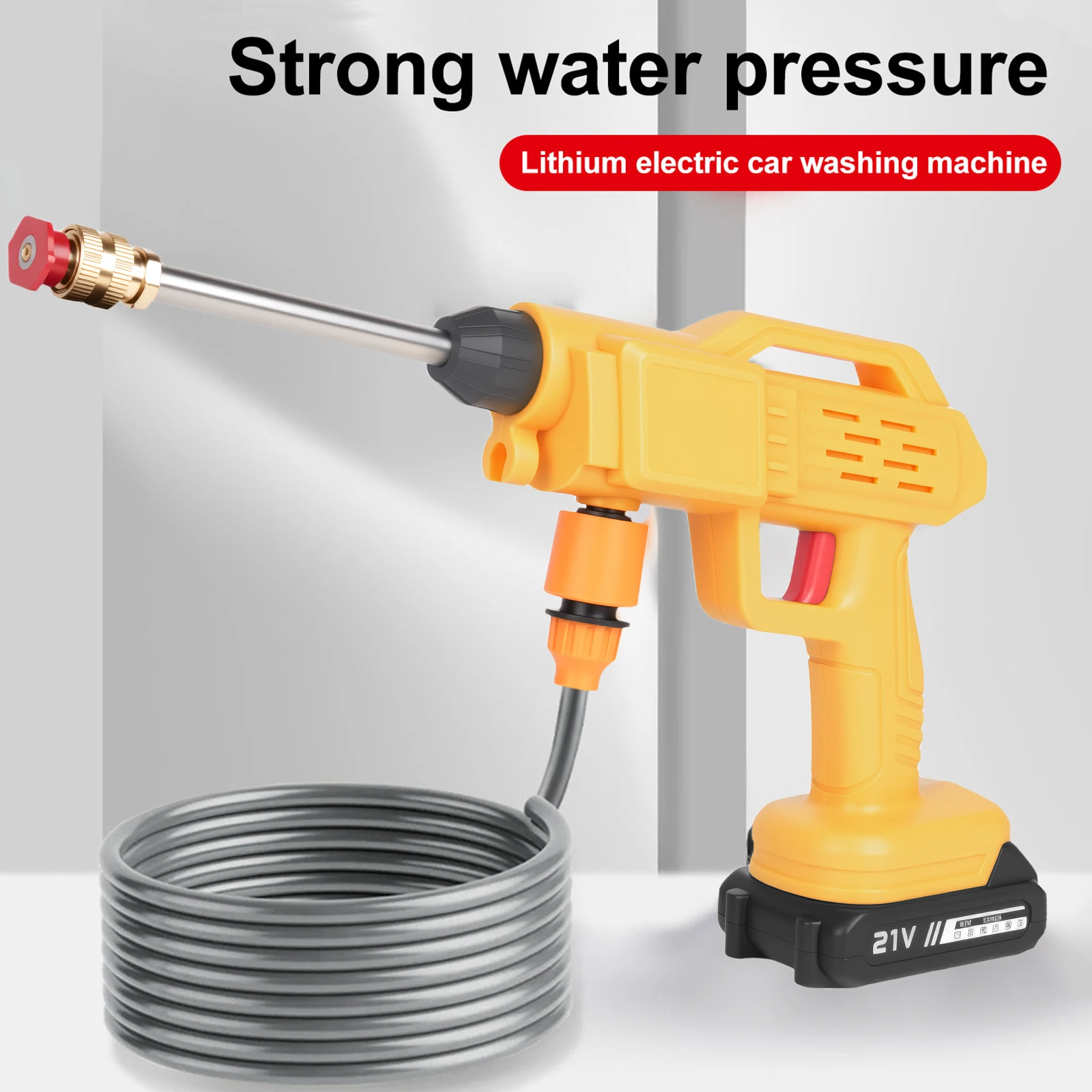 Pistolet de lavage haute pression sans fil 1500W, machine à eau haute puissance, outil électrique, auto-aspirant portable, pistolet à eau multifonction, adapté pour arroser les fleurs, laver les