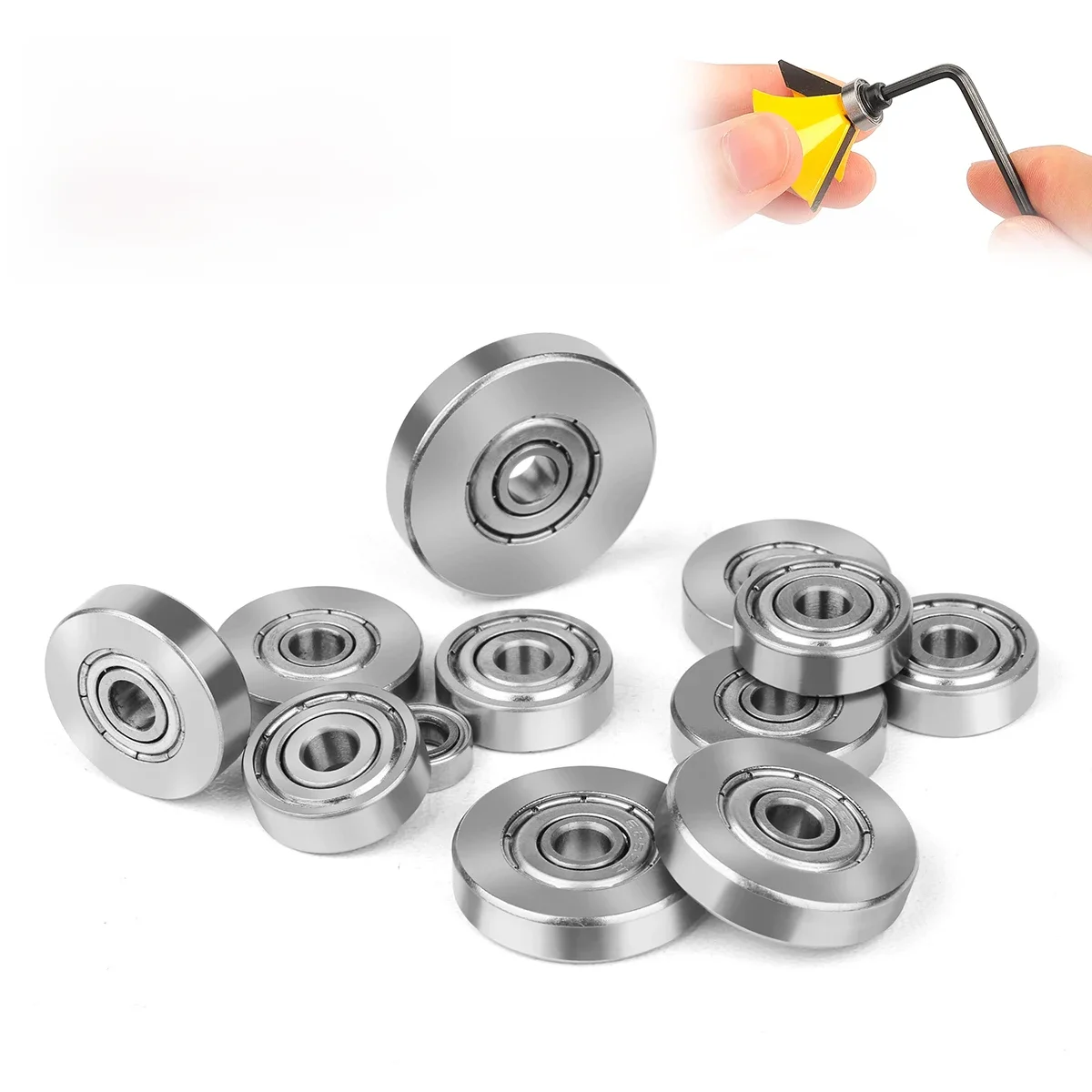 Routeur Bit roulements à billes Guide fraise roulement clé ensemble tête et tige roulements accessoires Kit 4.76mm 6.35mm 12.7mm