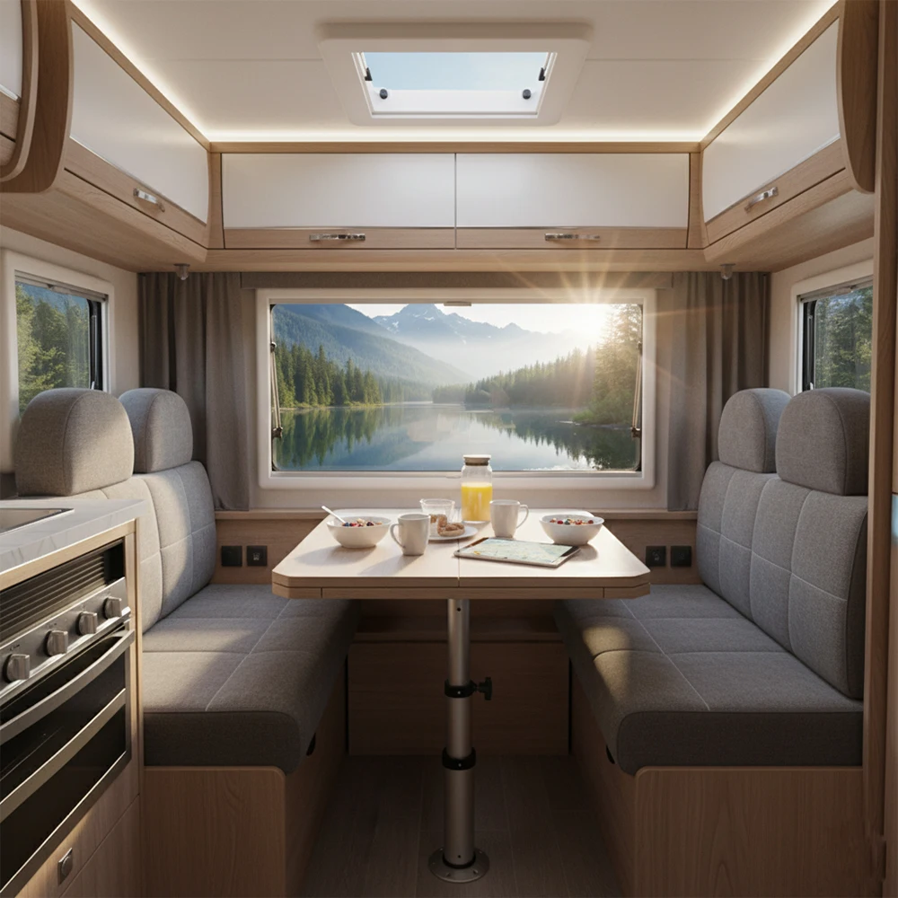 Base per gamba da tavolo per camper regolabile a 3 posizioni, adatta per camper, camper, barche e yacht, altezza regolabile da 42,5–75 cm