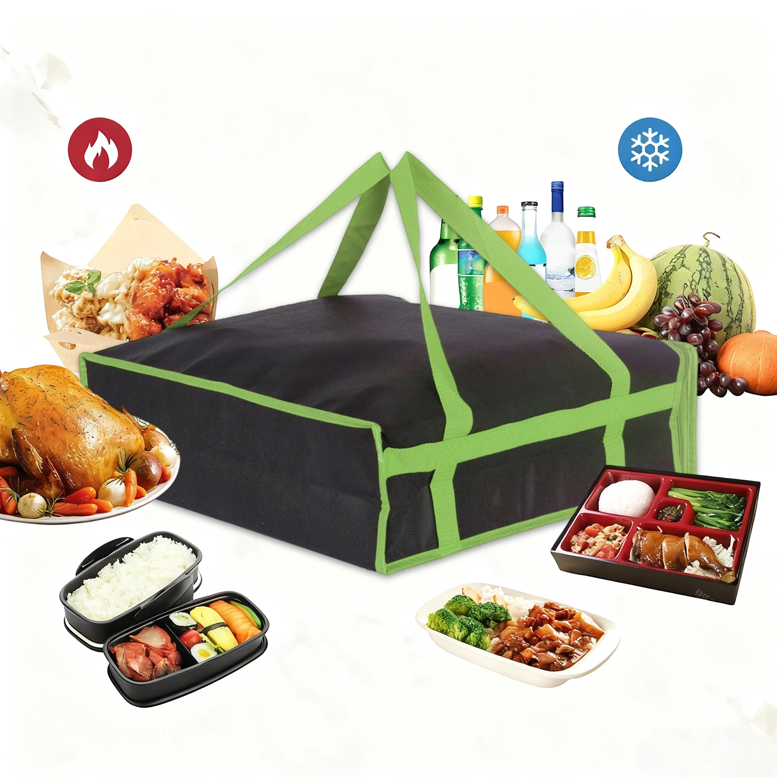 Multi-Purpose Insulated Food Delivery Bag Large Capacity Reusable Thermal Pizza Picnic Bag for Camping Keep Warm Cooler Bag