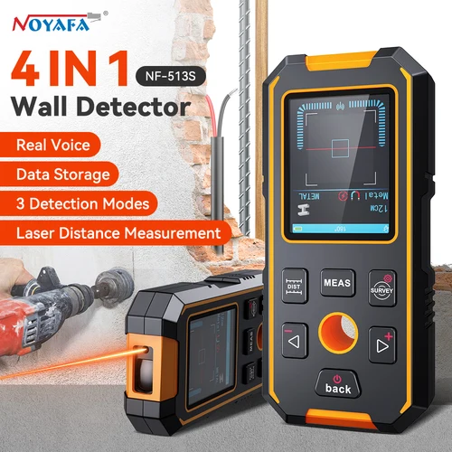 NOYAFA-Detector de Metales de pared portátil, escáner con orificio de posicionamiento, cables de CA de madera, tubos de Metal, herramienta de detección de barras de refuerzo, buscador de cables