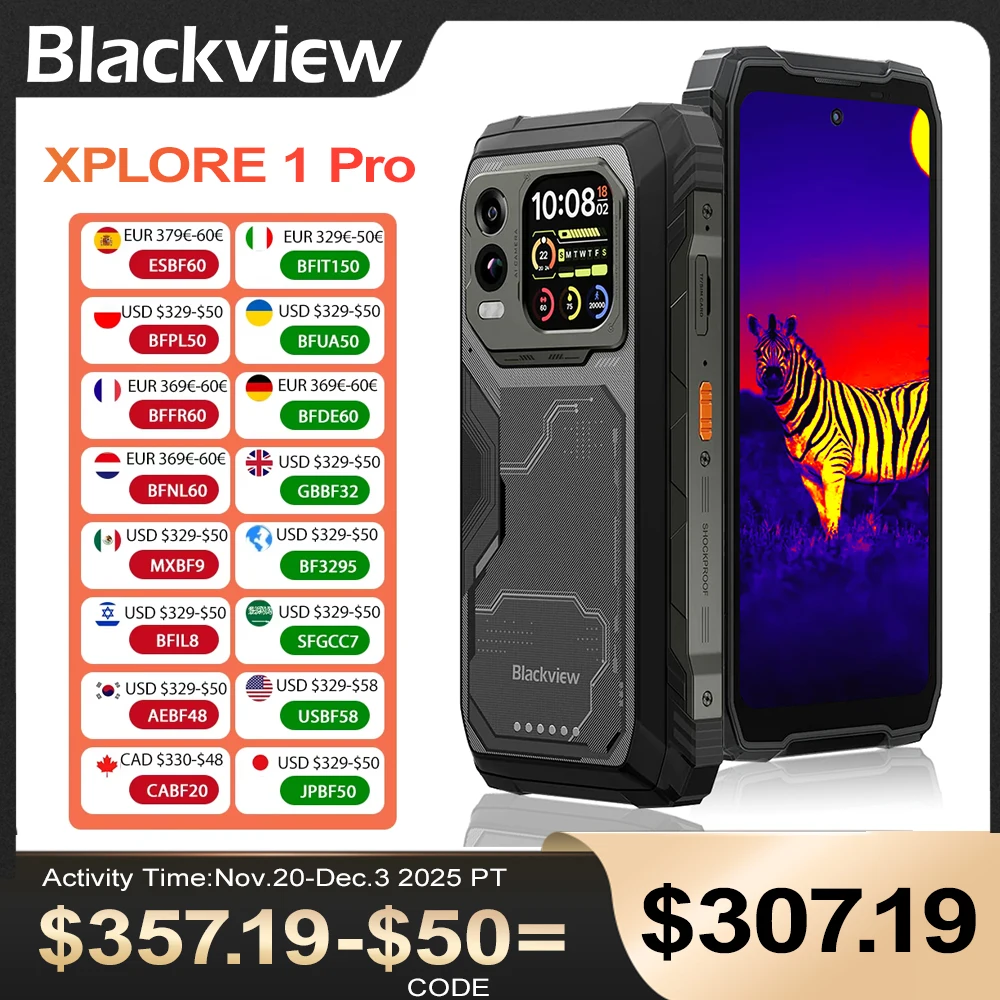 НОВЫЙ защищенный смартфон Blackview XPLORE 1 Pro 5G с поддержкой FLIR, 6,78-дюймовым дисплеем 2.4K, телефоном, 16 ГБ + 512 ГБ, 20000 мАч, Android 15, NFC НОВЫЙ защищенный смартфон Blackview XPLORE 1 Pro 5G с поддержкой FLIR, 6,78-дюймовым дисплеем 2.4K, телефоном, 16 ГБ + 512 ГБ, 20000 мАч, Android 15, NFC