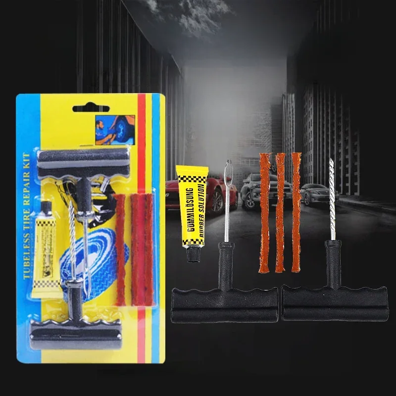 AliExpress Car Tire Repair Tool Kit with Rubber Strips Tubeless Tyre Puncture Studding Plug Set Motorcycle Bike