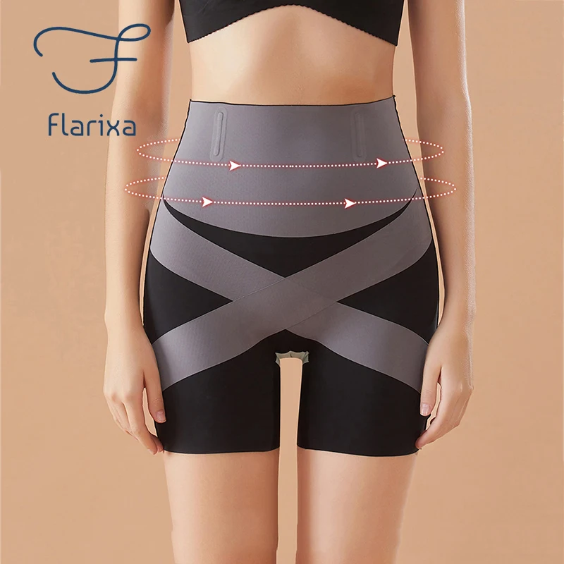 Flarixa Seamless High Waist Boxer For Women Belly Control Panties Hips Lift Body Shaper Tummy Slimming Underwear Safety Pants