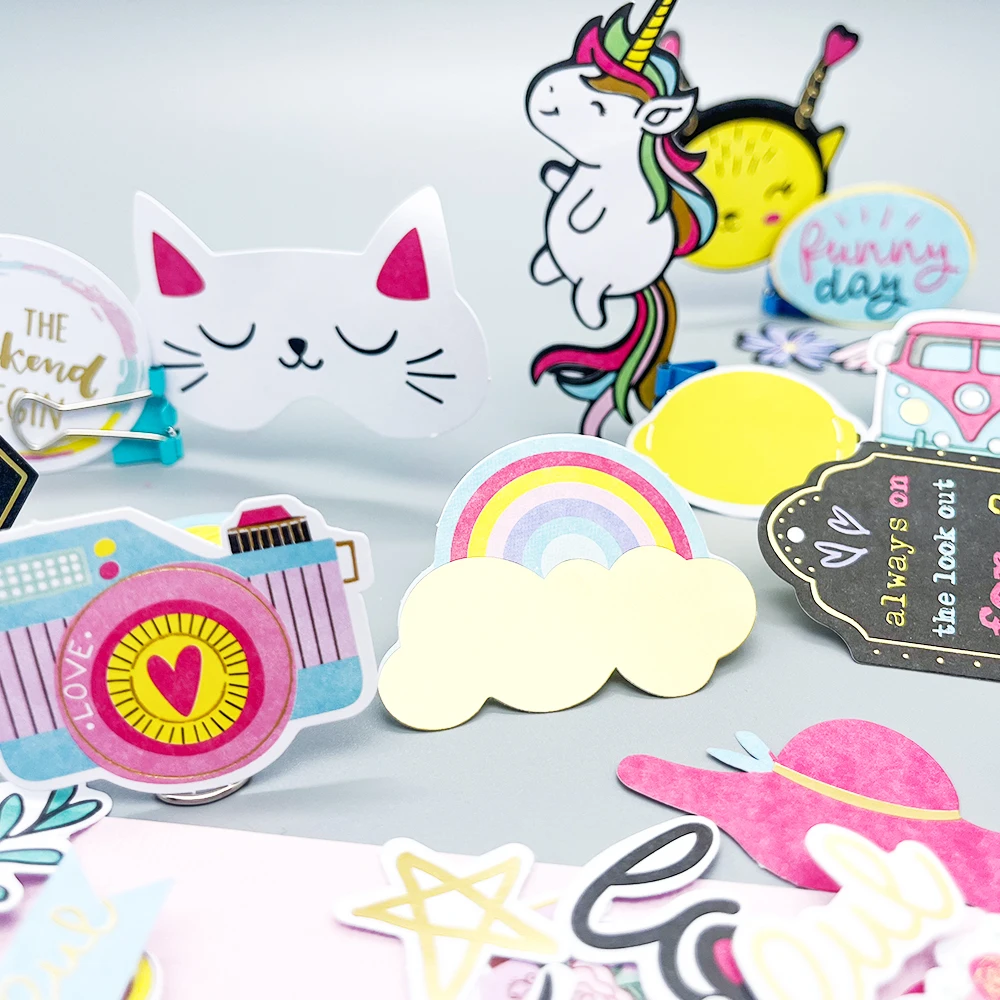 Creative Path 158 Stück niedliche Katzen- und Einhorn-Stanzformen aus Papier, Bright Day Scrapbooking-Stanzformen, Ephemera für Journaling und Kartenherstellung – Detail 9