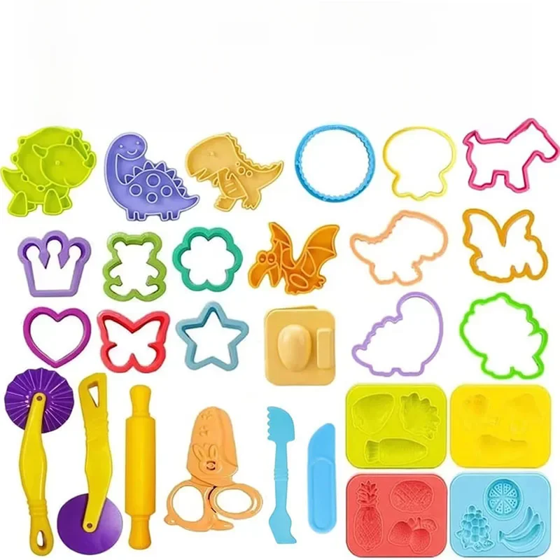 Outils de jeu de pâte pour enfants, accessoires de pâte, moules, coupe-rouleau de fruits dinosaure, ciseaux, pâte à modeler, moule en argile, jouets de bricolage pour enfants