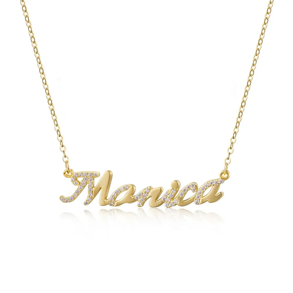 

Personalized Customized Name Necklace Zircon Letter Pendant High Quality 18K Gold Plating Eternal Gift for Intimate Friends