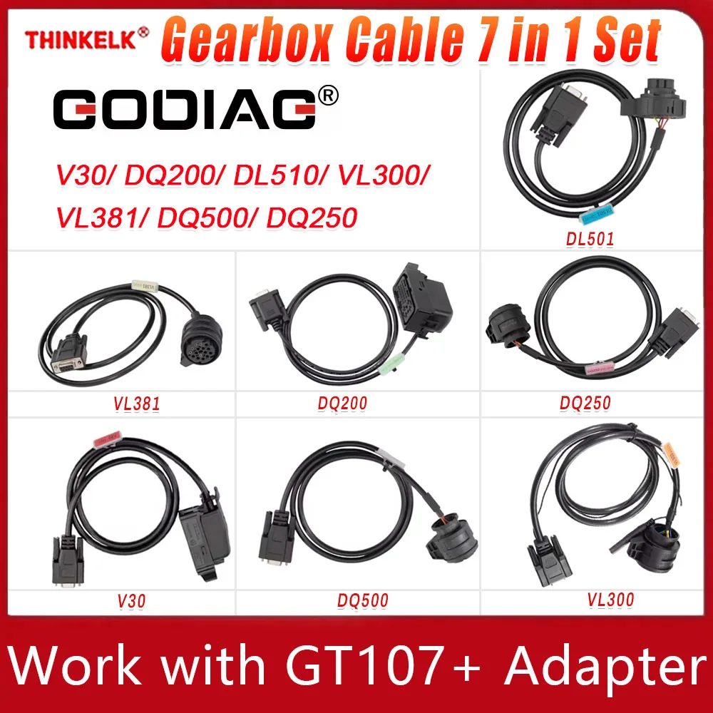 

Комплект кабелей коробки передач GODIAG V30 (01J)/DQ200/DL510/VL300/VL381/DQ500/DQ250 работает с адаптером GT107+ для BMW для BENZ