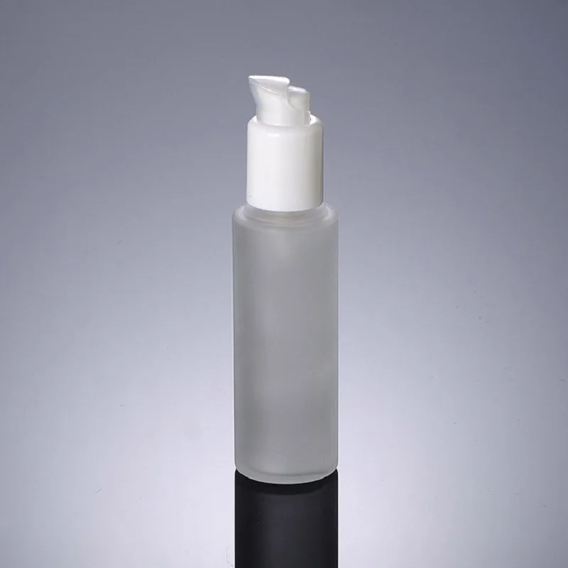 

50ml frosted glass bottle with white plastic pump for lotion/emulsion/serum/foundation/toner/sprayer skin care packing