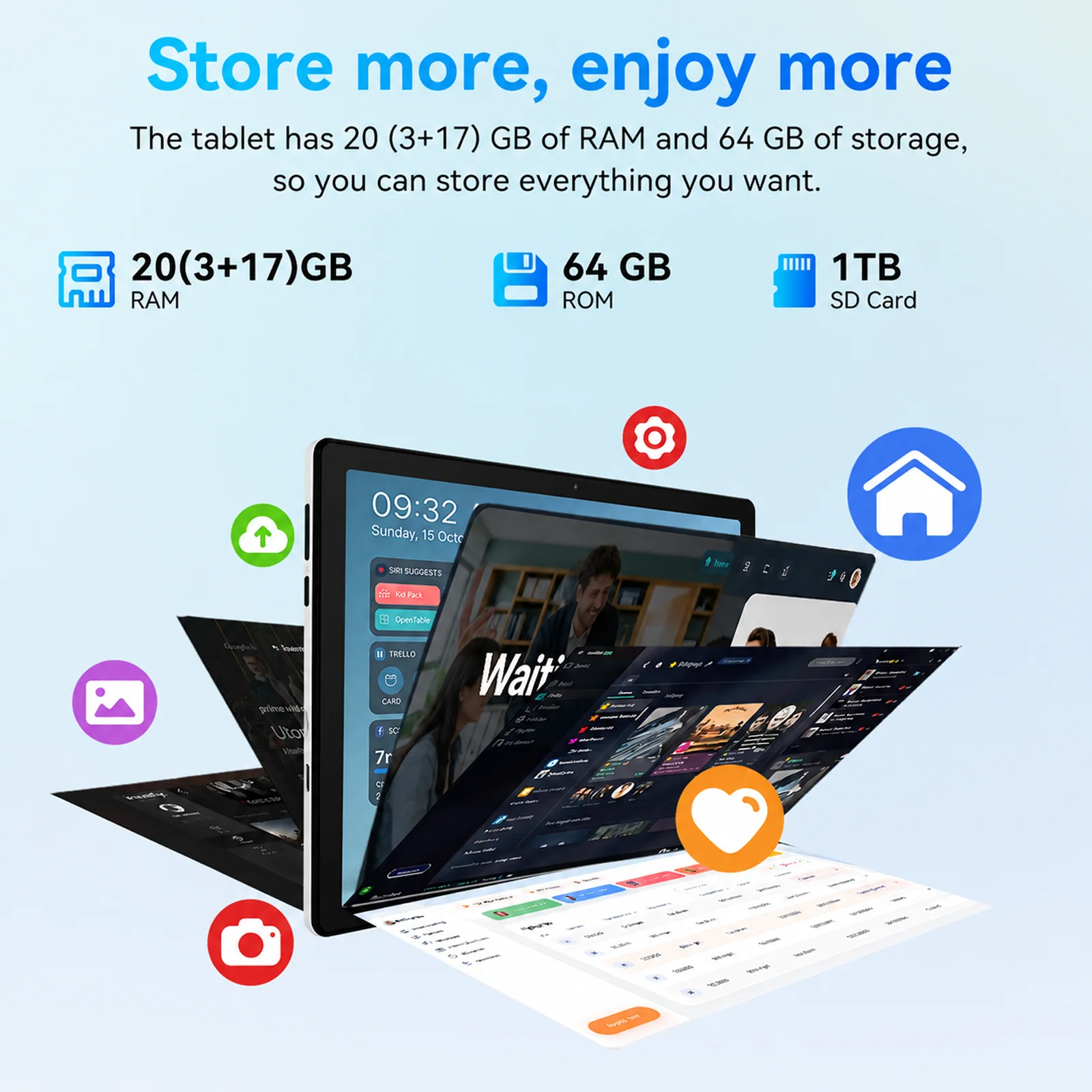 10.1 Inch Android 15 Tablet PC 24GB RAM 64GB ROM Octa Core Tablet with Widevine L1 WiFi Tablet for Students Back to School UK Stock