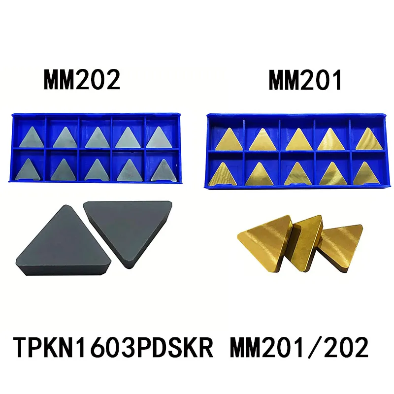 10PCS TPKN1603PDSKR MM201 / TPKN1603PDSKR MM202 TPKN 1603 PDSKR Triangle Inserts Carbide Inserts Indexable Milling Inserts