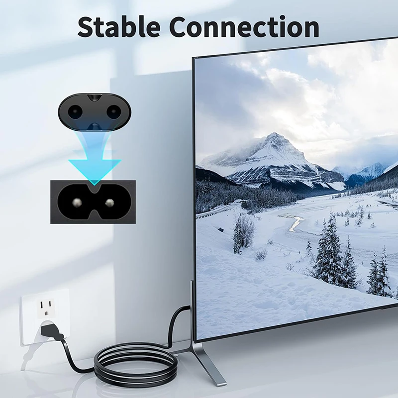 Abgewinkeltes US-Netzkabel Nicht-Polarisiertes NEMA 1-15P zu IEC320 C7 Stromkabel AC-Stecker US zu Figure 8 Stromkabel für PS5 Apple TV HDTV – Detail 4