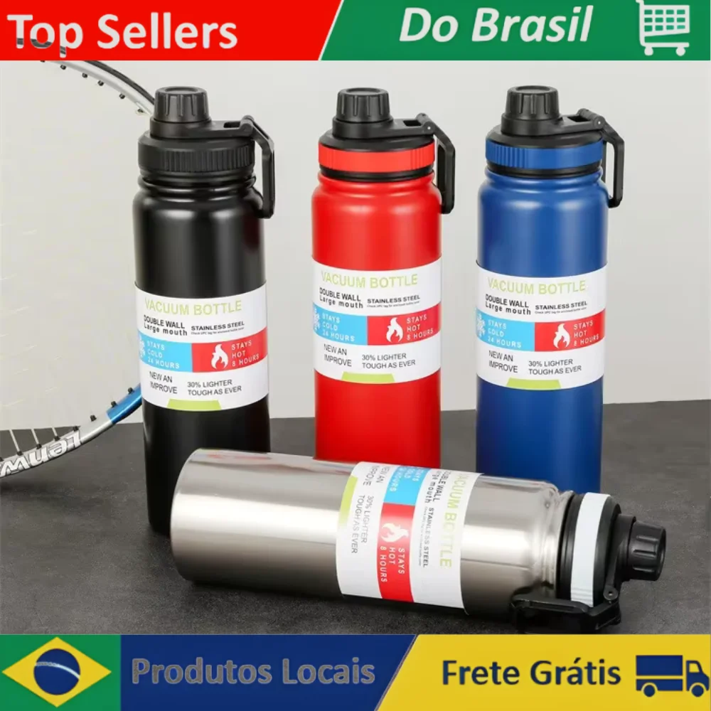 Garrafa Térmica de Aço Inoxidáel 800ml com Alça Integrada e Infusor de Chá, á prova de vazamento, esportiva