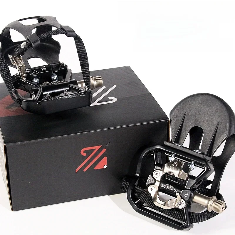 AliExpress BUCKLOS Bike Pedals Dual Function MTB Road Bicycle Pedal Platform Anti Slip Aluminum Alloy Pedal Platform for SPD Bicycle Part