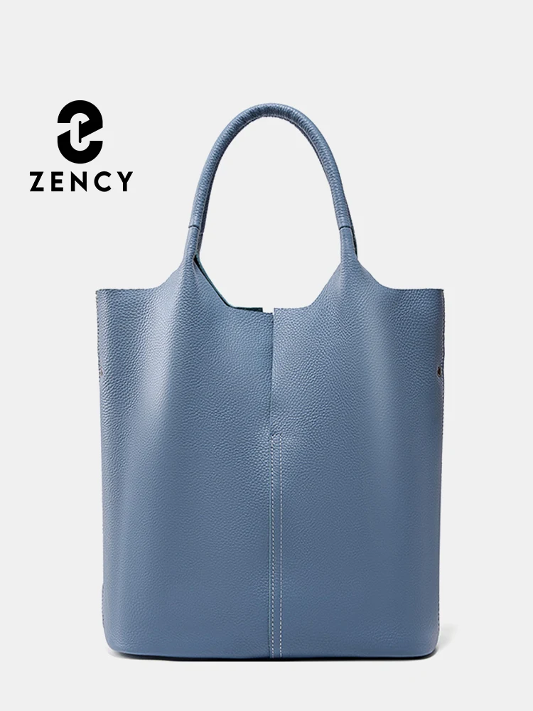 bolsala de couro genuino zency para mulheres bolsa classica grande capacidade bolso composto bolsa cinza grande capacidade classica e elegante 2024 01