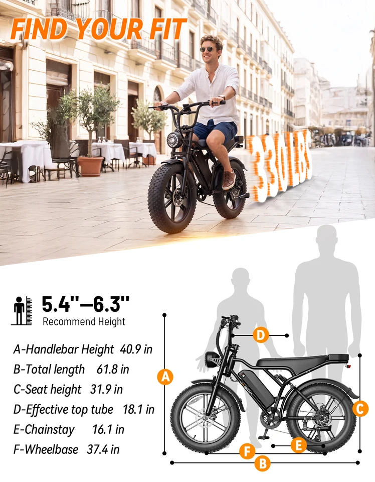 Jasion Electric Bike, Fat Tire 48V 15Ah Removable Battery, 5 Riding  Modes & 7-Speed Ebike, Full Suspension, IPX6, for Commuters, Beaches, Weekends image 6