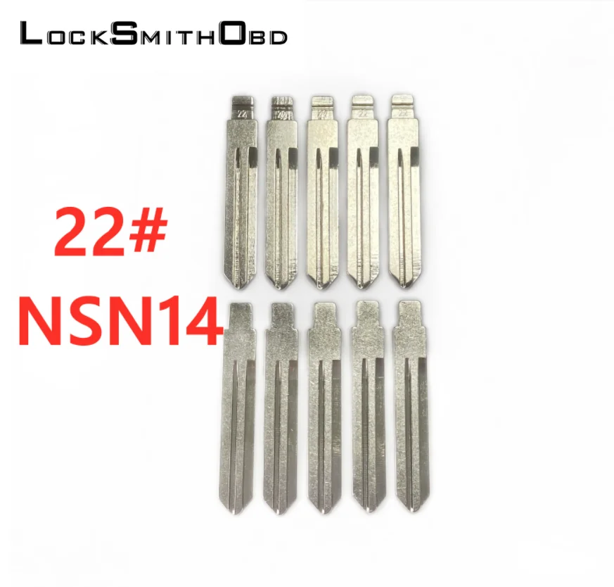 LOCKSMITHOBD 10 pcs/lot #22 lishi NSN14 Metal Blank Uncut Flip KD/VVDI Remote Key Blade for Nissan TIIDA Renault Subaru Infiniti