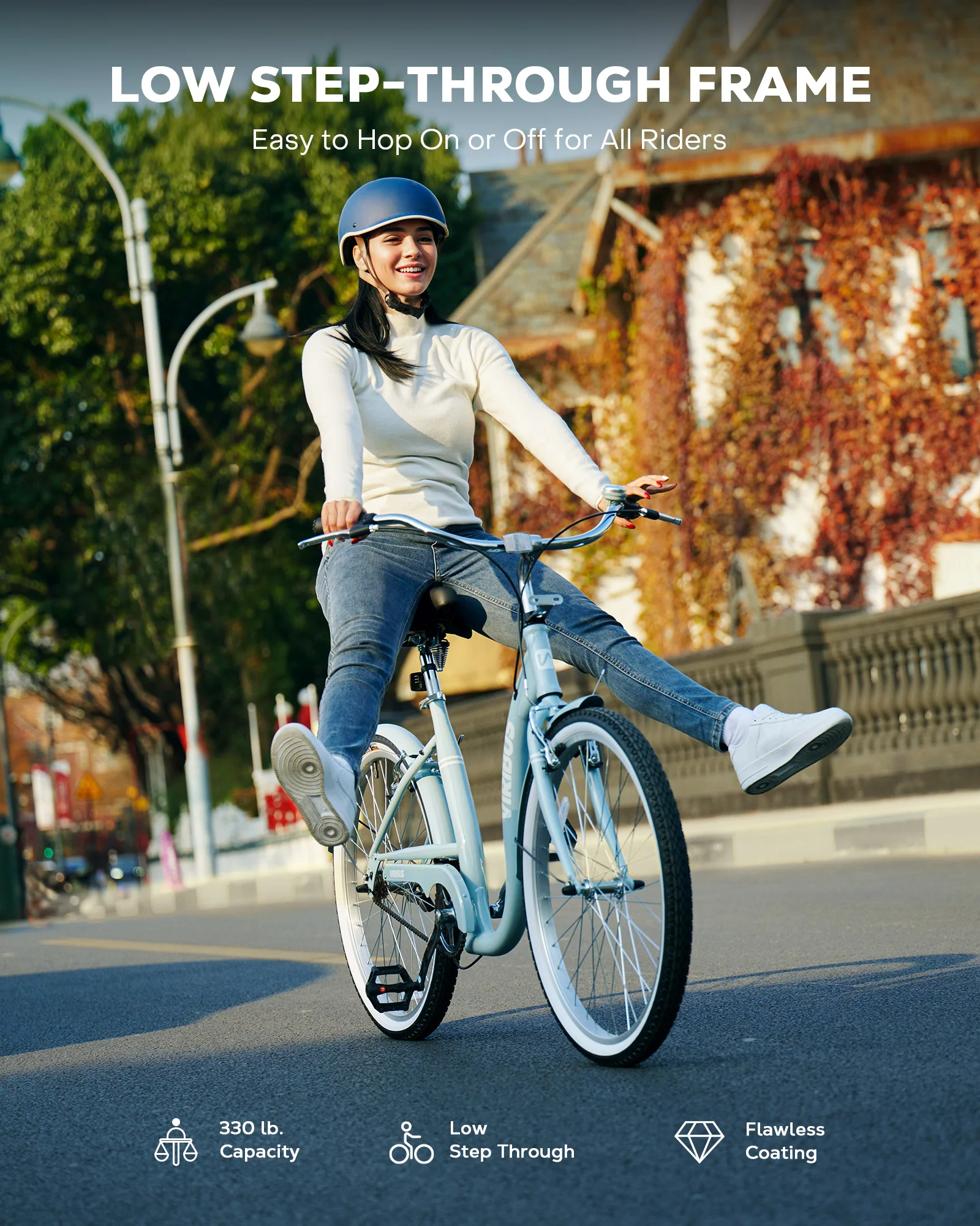 VIRIBUS خطوة من خلال النساء دراجة الكبار دراجة كروزر الشاطئ للنساء الرجال 24 "26'' #2