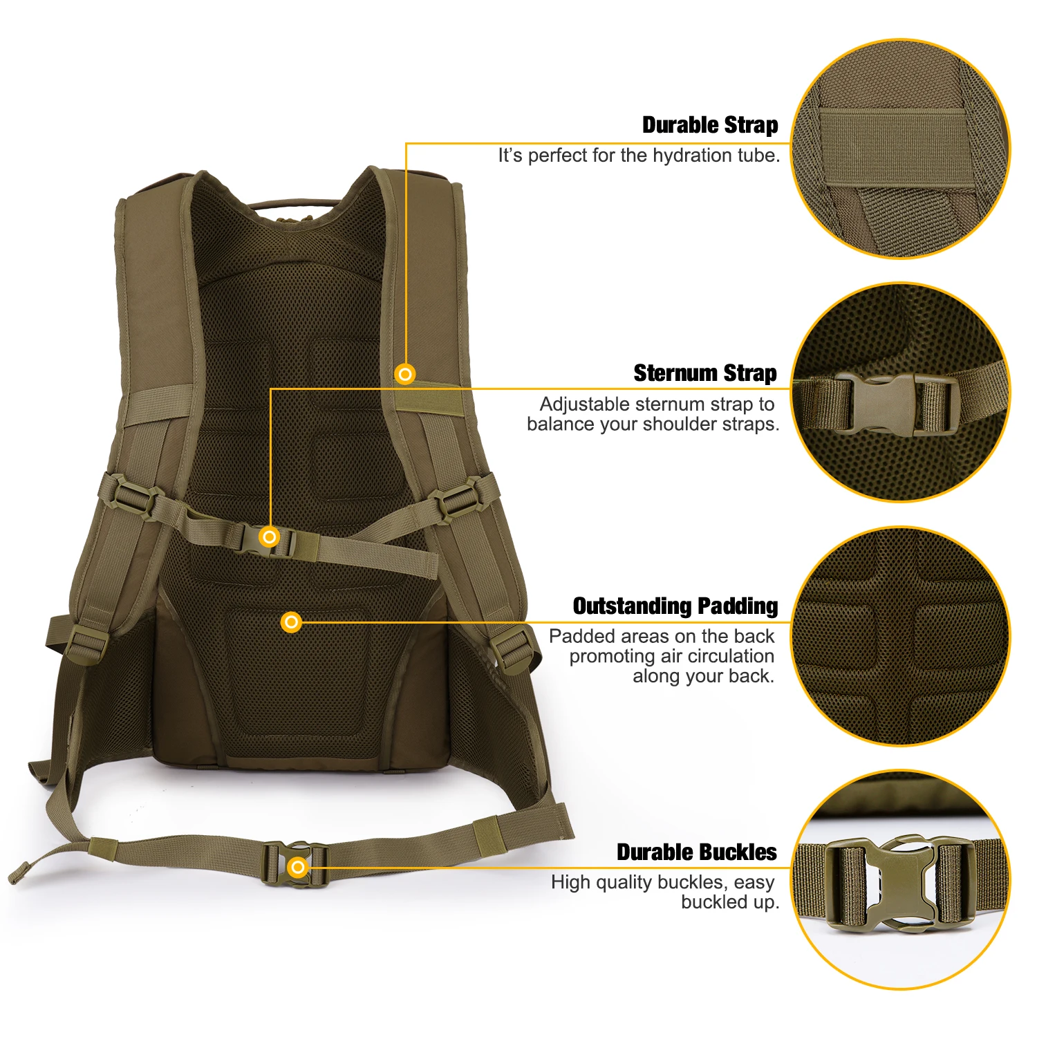 Imagem -05 - Mardingtop-mochila Tática com Capa de Chuva Masculina Mochila Molle para Caminhadas Camping Trekking Militar de Motocicleta Poliéster 35l