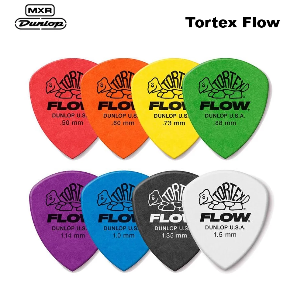 Púas de guitarra Dunlop Tortex Flow: rango de calibre completo (0,60 mm a 1,50 mm), 1 púa