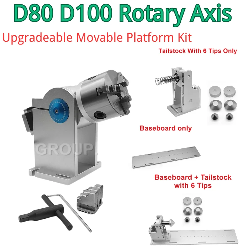 

D80 D100 3 когтя, диаметр вращающейся оси 80 мм 100 мм для гравировально-маркировочной машины, обновленная регулируемая задняя бабка, хвостовая головка