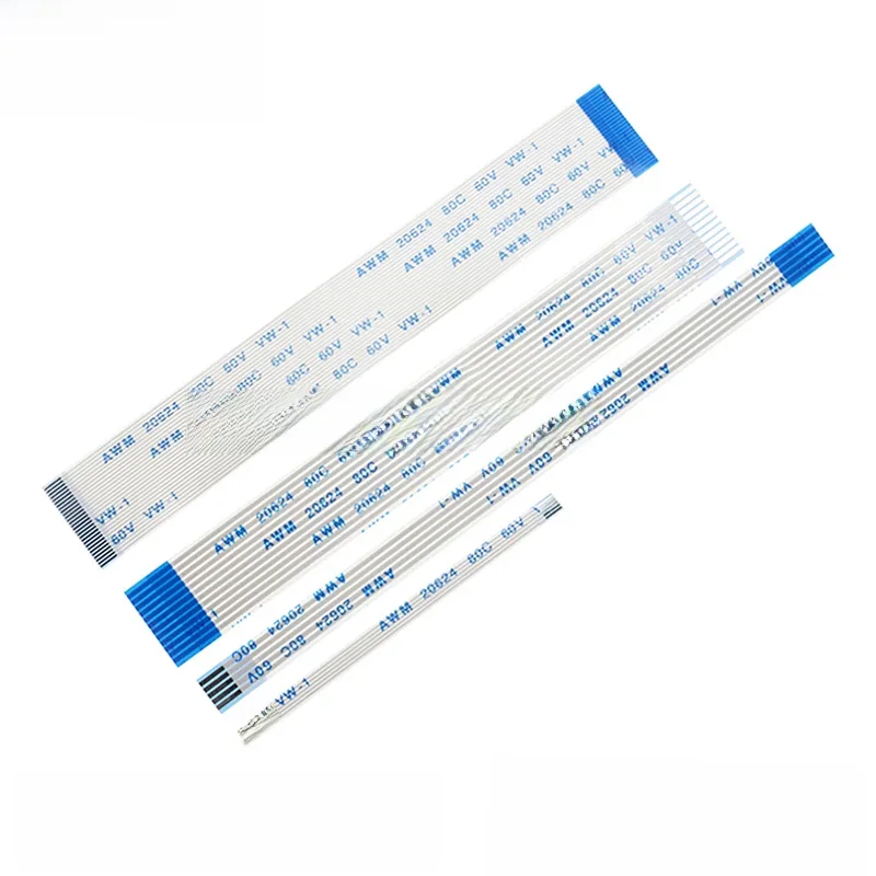 Câble plat flexible AWM 1.25 80C 60V du lancement FPC FDavid de 20624mm VW-1 4P/5/6/7/8/9/10/11/12/13/14/15/16 broches, 18/19/20/21/22/24/26/28/30PIN