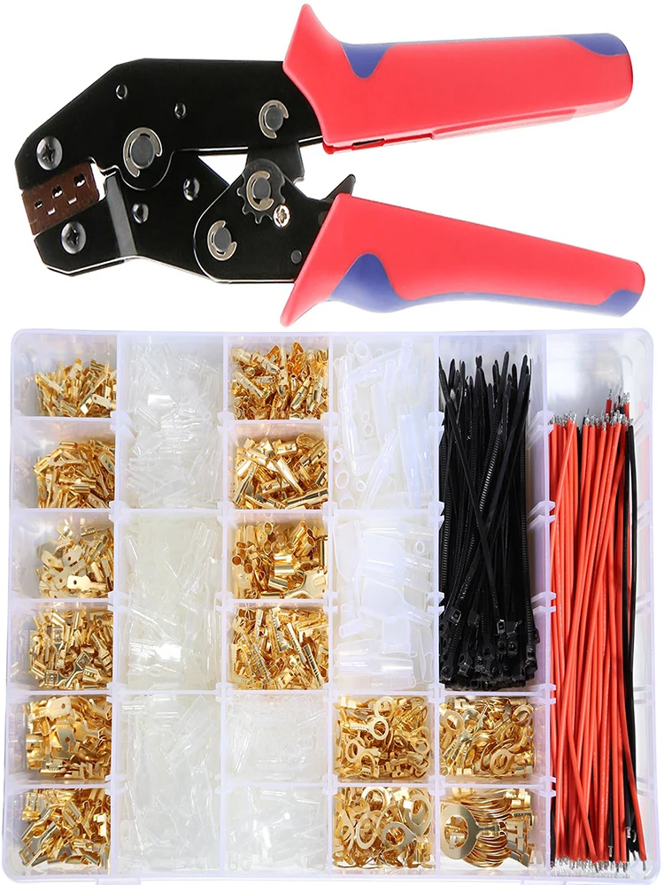 Male Female Wire Box Insulated Cable Macho Connector 2.8/6.3mm Electrical Crimp Terminals Termin Spade Connectors Assorted Kit