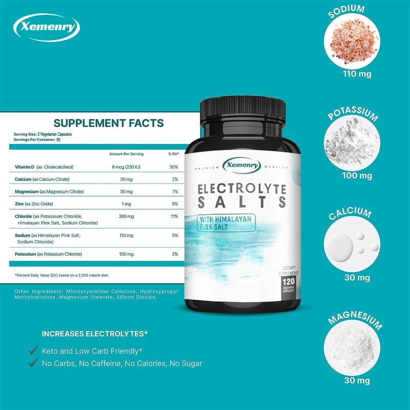 Electrolyte Capsules - Balances Electrolytes, Enhances Endurance, and Promotes Muscle Recovery - 120 Capsules