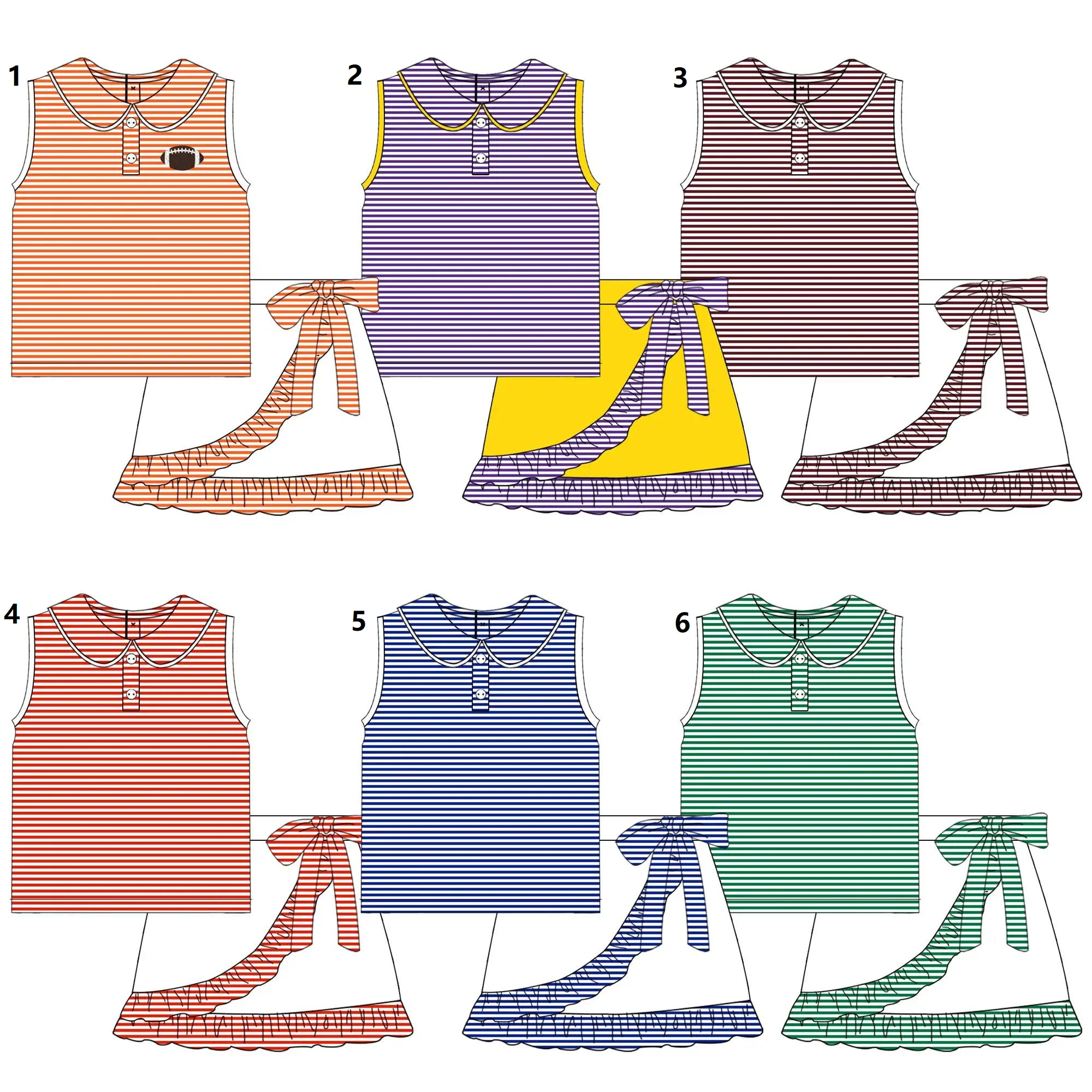 

Summer Fresh Color Girls Striped Sleeveless Cheerleading Short Skirt Set Baby Clothes Wholesale