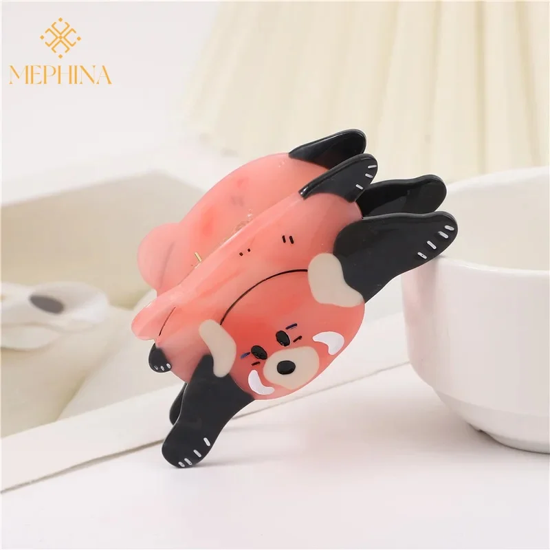 New Animal Cute Raccoon Hair Clips Pink Acetate Splicing Grab Clip Large Shark Clip Cartoon Hair Accessories for Women