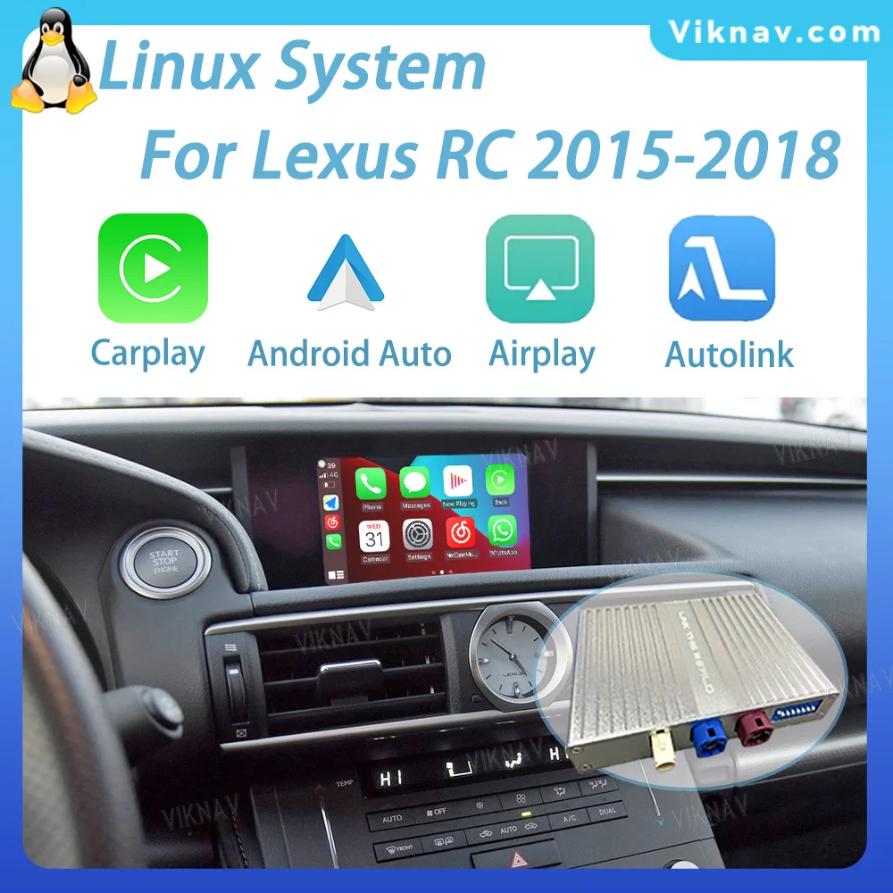 

Интерфейсная коробка Viknav Linux для Lexus RC 2015-2018 беспроводной Apple CarPlay Android Авто поддерживает только оригинальный экран дисплея автомобиля