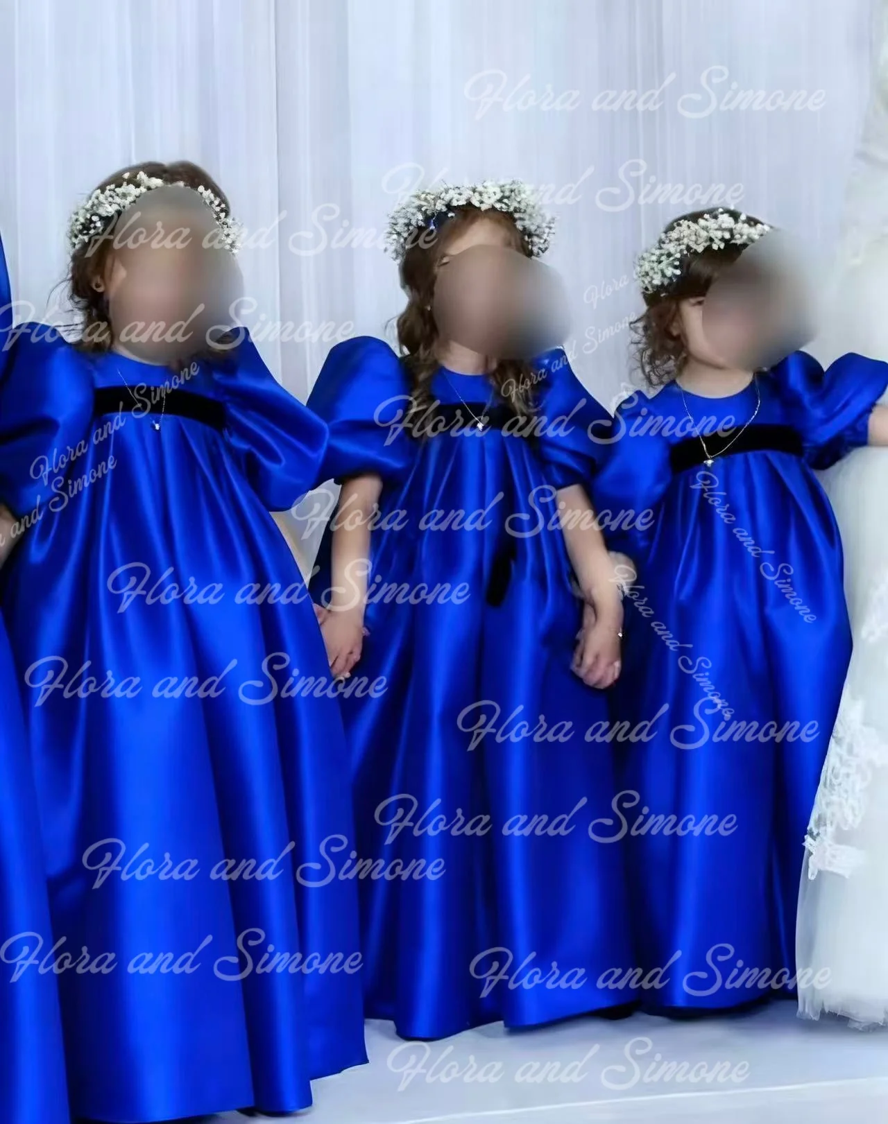 Белые платья для девочек-цветочниц, свадебное платье с черным воротником для малышей, пышное платье подружки невесты с рукавами-воздушными шарами, официальные мероприятия, настройка