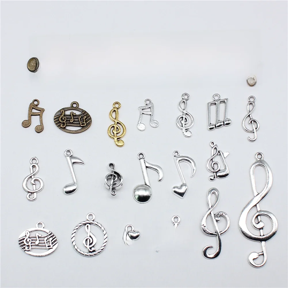 20 sztuk muzyczne Charms nuta Charms do tworzenia biżuterii antyczne srebro kolor DIY rzemiosło dokonywanie ustaleń ręcznie robiona biżuteria — zdjęcie 2
