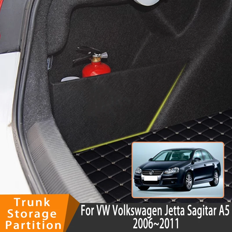 Auto Accessories For VW Volkswagen Jetta Sagitar A5 2006~2011 Organizer Trunk Side Partition Trunk Interior Storage Box Parts