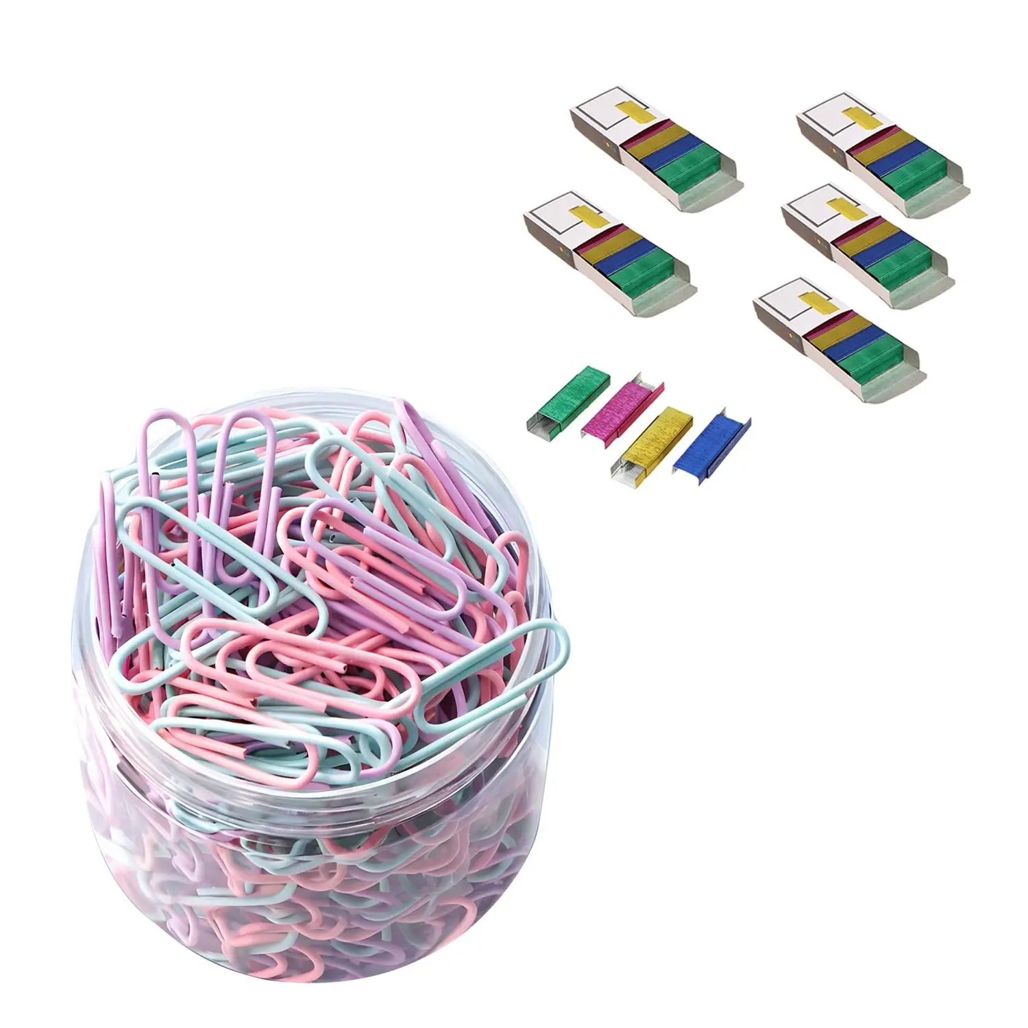 Color Staples & 5 Sets 800Pcs/Box, Office Staples Cute Mini Staples Accessories, Refills Standard Staples, For Office And Study