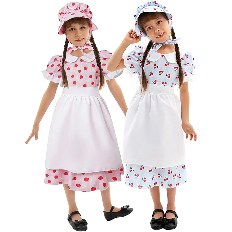 Disfraz de Pioneer para niña del Día de la Independencia, vestido Colonial, disfraz de Carnaval de Halloween, disfraz de niña temprana americana