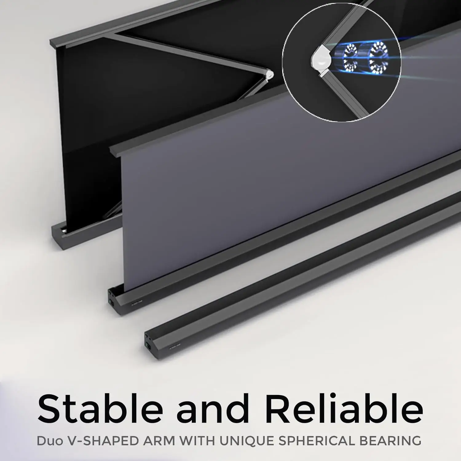 92-150 inch Motorized Floor-Rising 3D Projector Screen Anti-Light Gray Crystal Screen for Long Throw Projector Home Theater