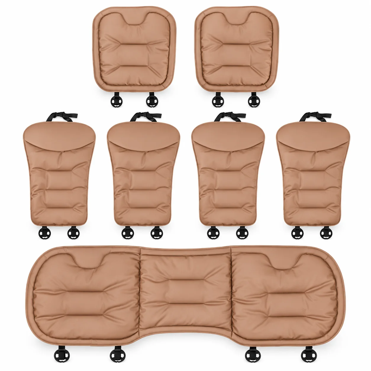 Universal Nappa Style Car Cushion Set 7 Piece Front Rear Seat Cushions Breathable Backrest Pads for All Season Driving Comfort