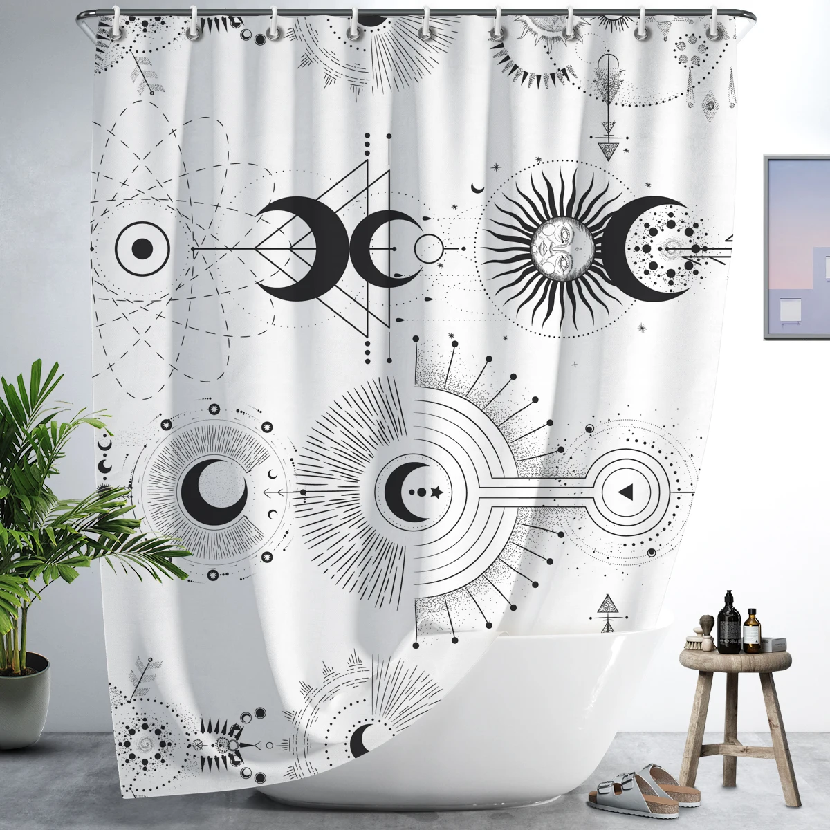 Blush Sun And Moon Phrase Modern Abstract Mysticism Waterproof Fabric Shower Curtain Bathroom Accessories