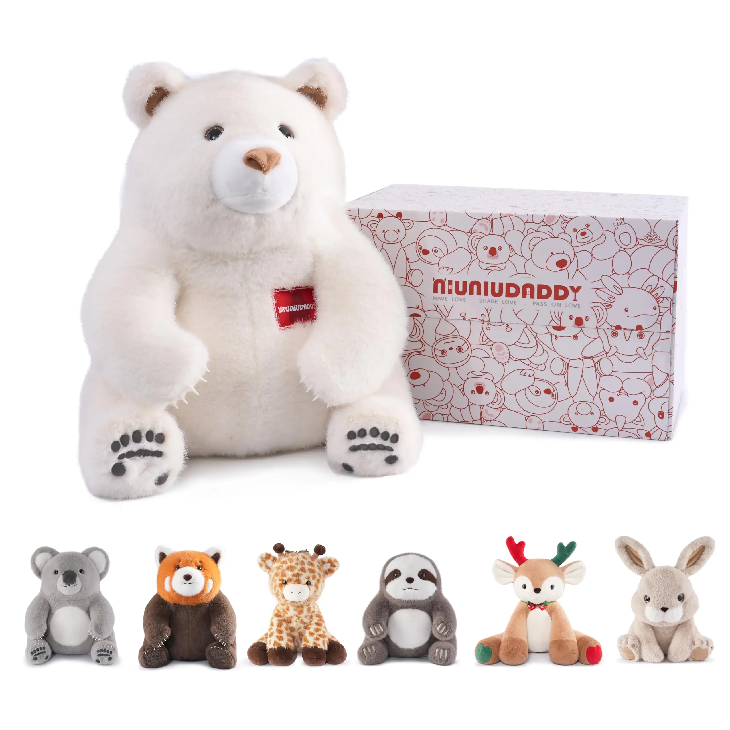 Niuniu Daddy 35,6 cm großer Teddy-Eisbär, gewichtetes Stofftier, 8,9 kg, Körperkissen, Plüschtier für Kinder und Erwachsene, Geschenk, Geburtstag, Weihnachten