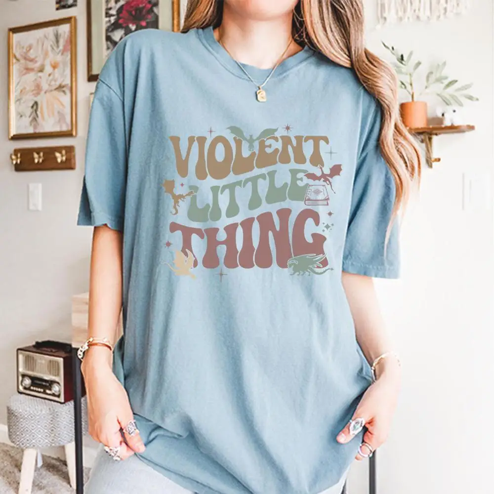 Vrouwen Katoenen T-shirt Gewelddadige Kleine Ding Vintage Zachte T-shirt Vierde Vleugel Xaden Citaat Tee Dragon Rider Tee Fashion Crop Tops