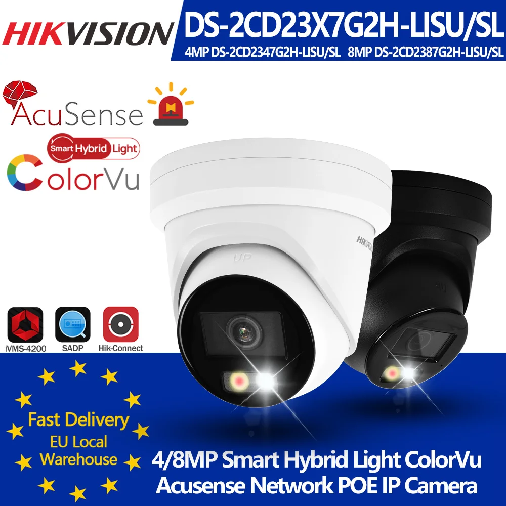 Hikvision 4MP DS-2CD2347G2H-LISU/SL 8MP DS-2CD2387G2H-LISU/SL Acusense lumière hybride intelligente ColorVu caméra IP dissuasion proactive