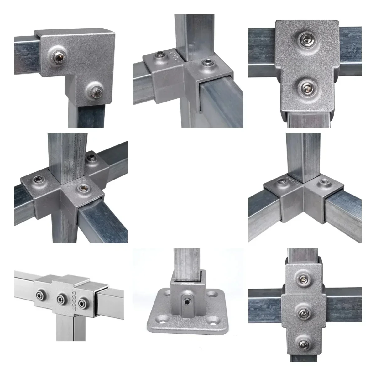 Connecteur de Tuyau Carré en Acier, 20x2 0mm/25x25mm