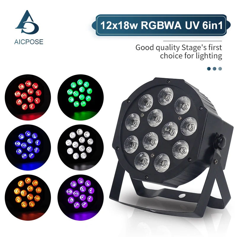 12x12W /12x18W RGBWA+UV 6 in 1 LED Par Light Wireless Remote Control Stage Light For Dance Club Birthday Party Wedding DJ Disco